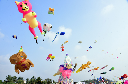 Giant kites over the coast