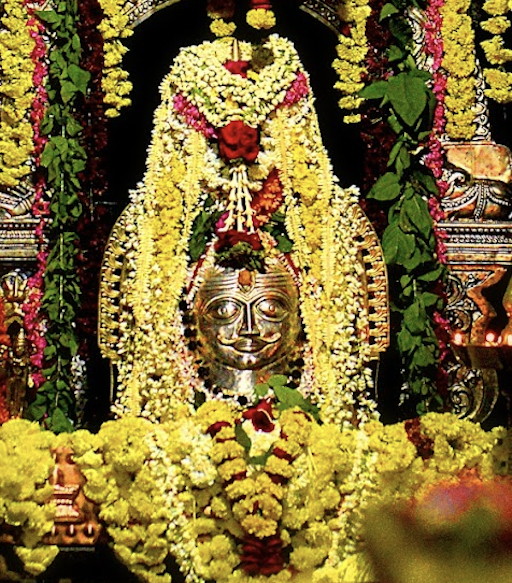 The garlanded deity of the Kotilingeshwara temple at Koteshwara
