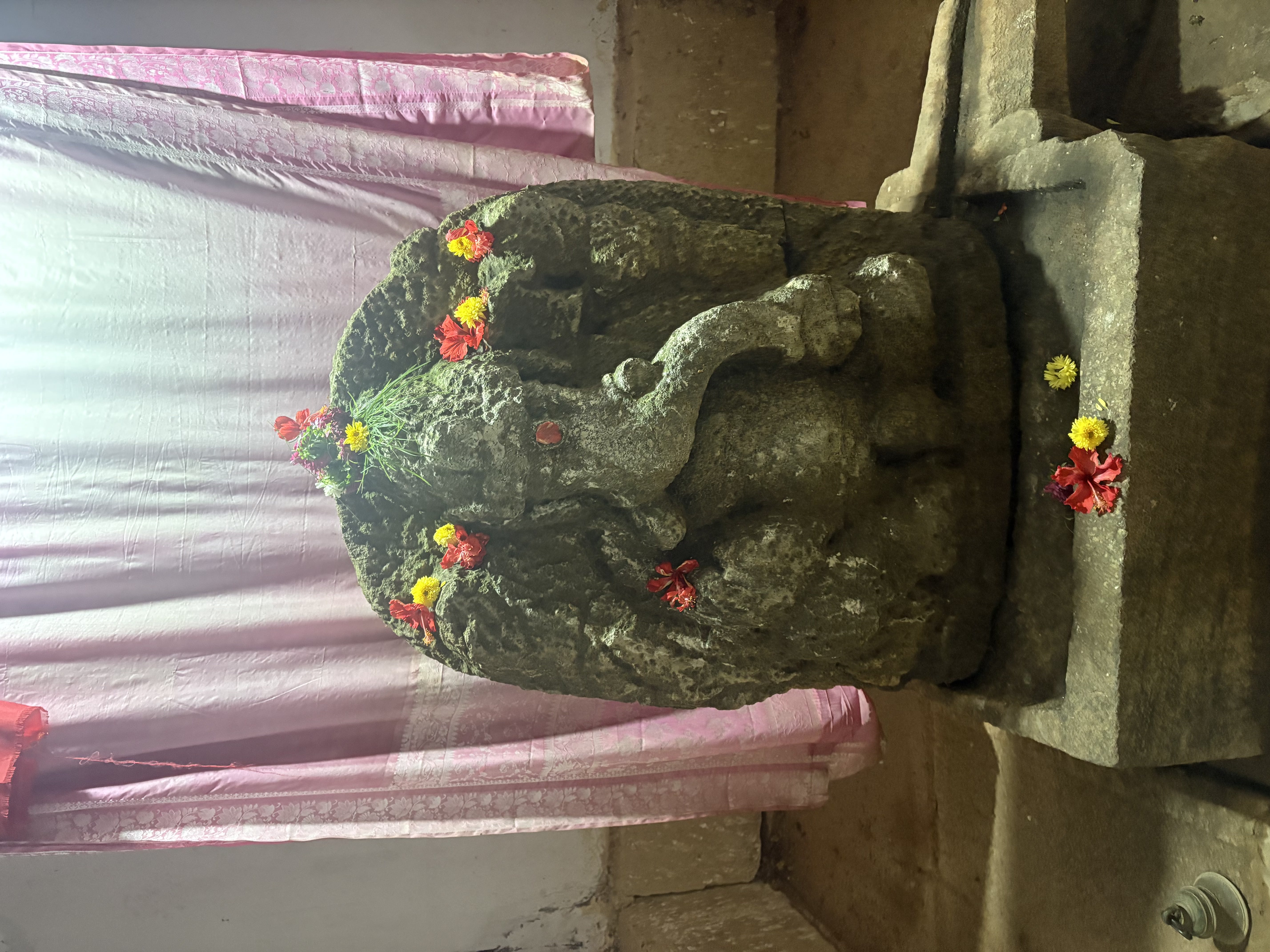 Ancient stone Ganapathi at the temple