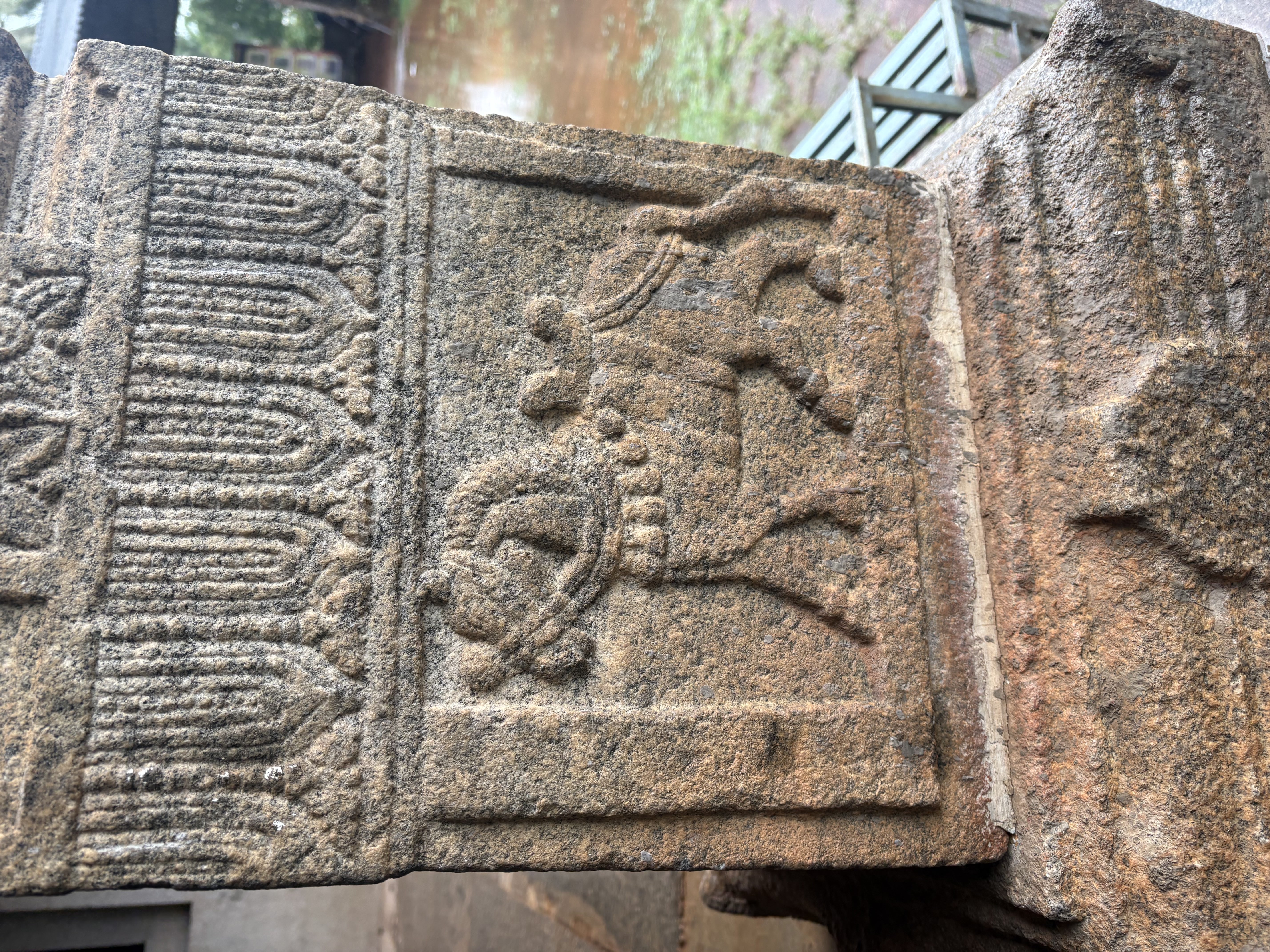 Pastoral relief on a carved pillar base